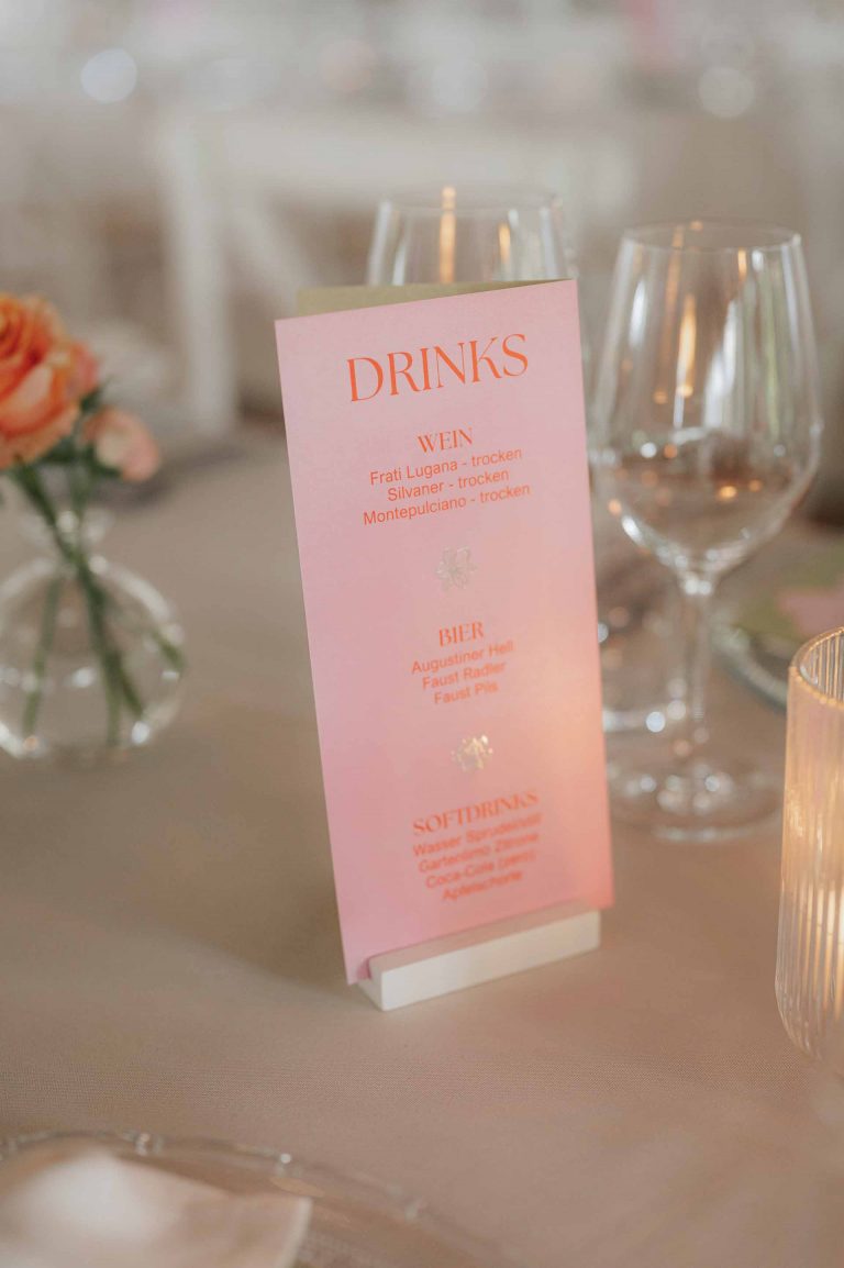 Getränkekarte - Drinks Hochzeit - geplant von Julia Truisi weddings & parties